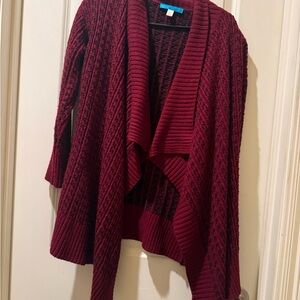 Women's Burgundy Open Front Cardigan